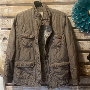 Woman’s Thread & Supply Size Large Quilted Olive Gray Green Utility Jacket